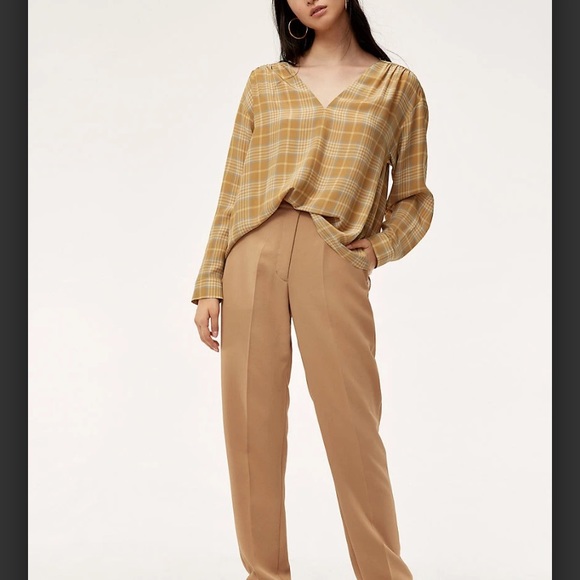 Aritzia Cairo gold Macee blouse (checkered blouse) - Picture 2 of 14